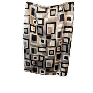 Vintage 100% Silk Graphic Printed Pencil Skirt Sz 6 INC International Concept